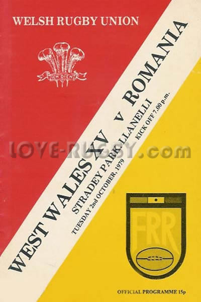 1979 West Wales v Romania  Rugby Programme